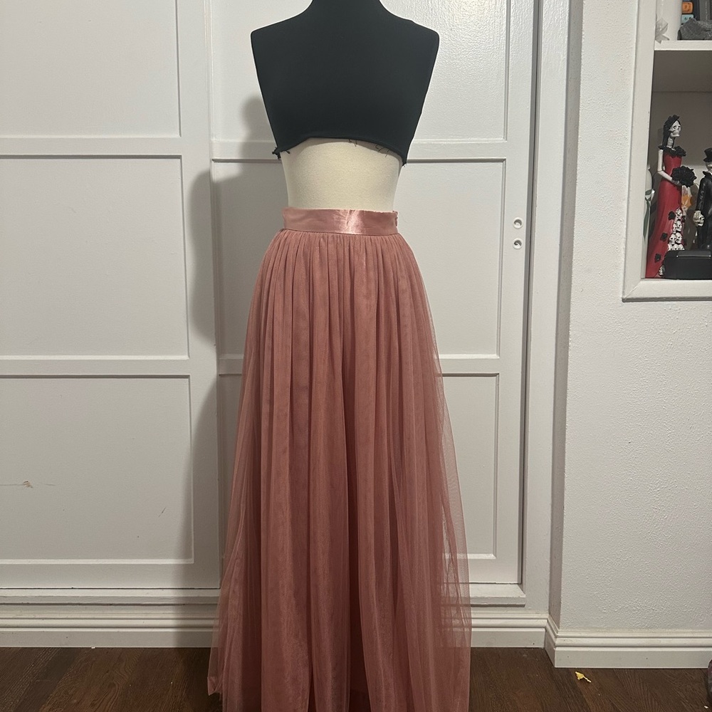 True Decadence Petite Dusty Rose Tulle Maxi Skirt